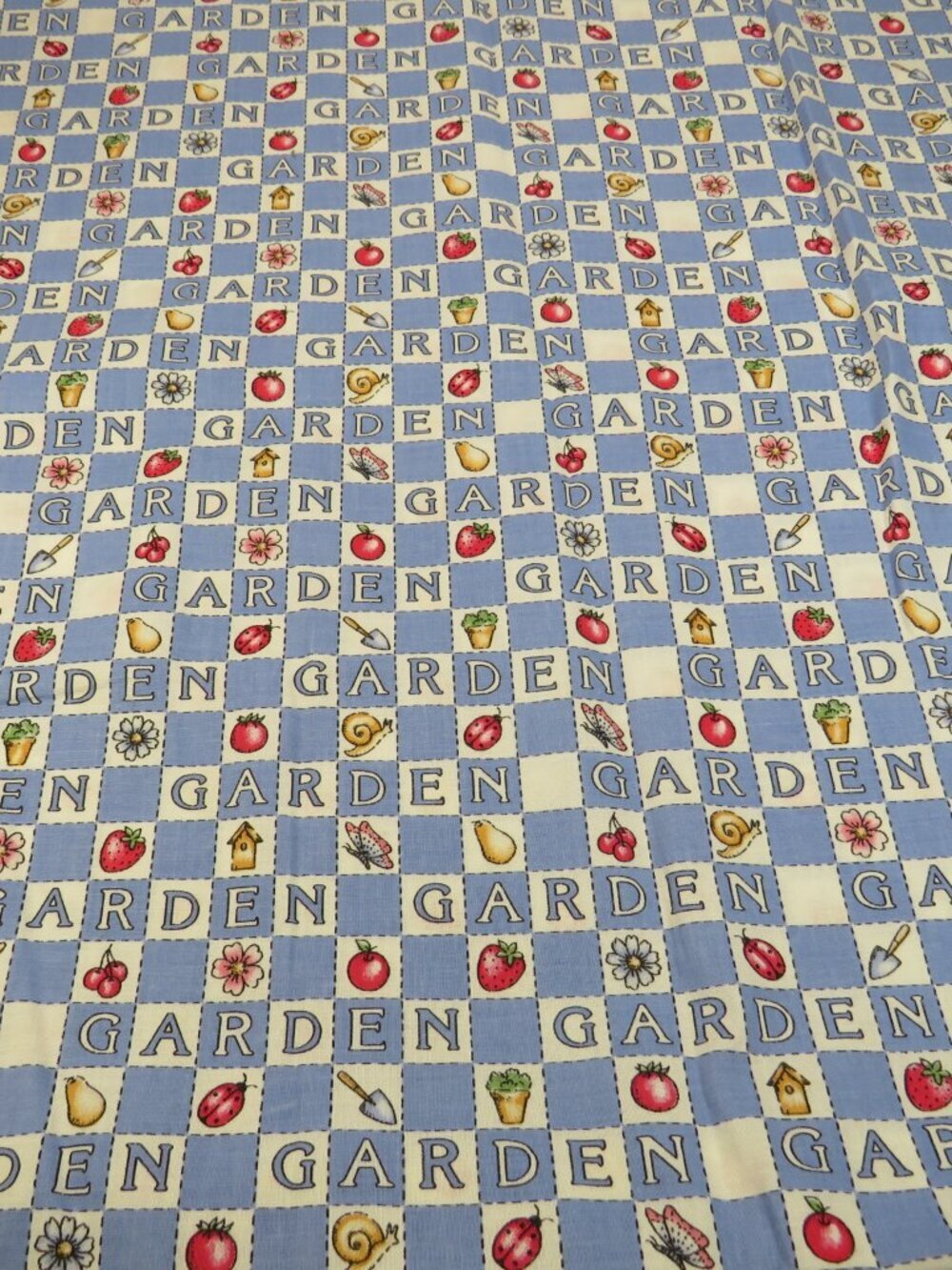 Garden Fabric Blue & White Check 45x61" Fabric Traditions